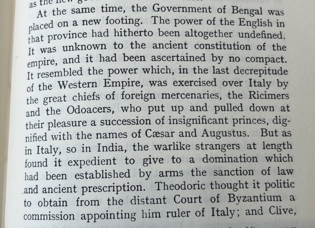 Broke: The British are Romans

Bespoke: The British are Visigoths

Like the Germanic conquerors carved the declining Western Rome, so did the British carved the declining Mughal Empire. The warlike strangers take over the country, step by step.

(Macaulay. Essay on Lord Clive)