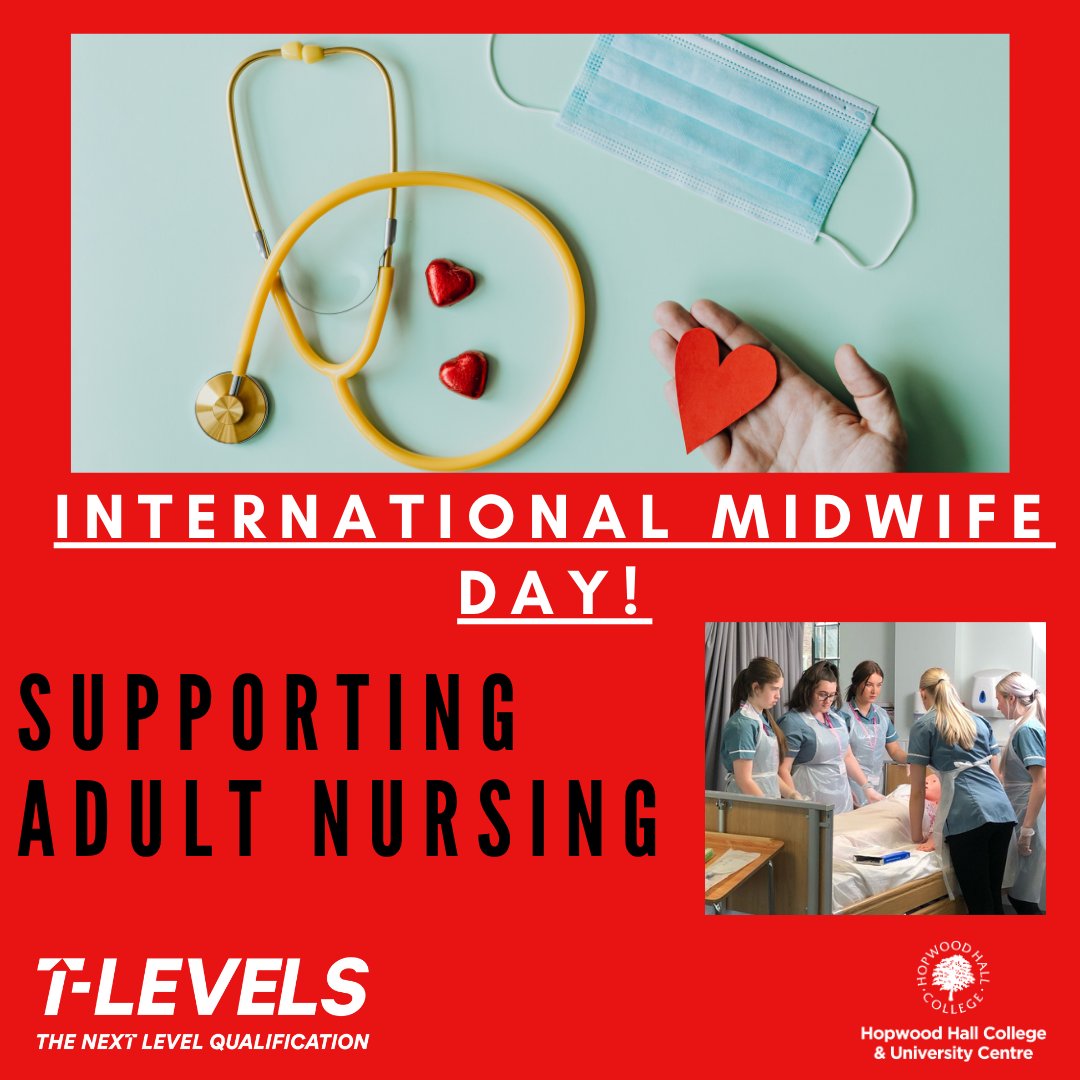 Today is International Midwife Day! Our T-level in Supporting Adult Nursing is a great pathway into this rewarding and fulfilling career! If this is your dream career start your journey with us. ow.ly/qvcV50RuHCp
