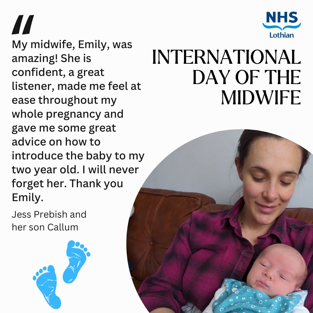 This International Day of the Midwife, Jess would like to share her gratitude to her midwife, Emily, following they birth of her son, Callum ❤️ We would like to thank all our hard working midwives in NHS Lothian for everything they do, day in, day out. #IDM2024