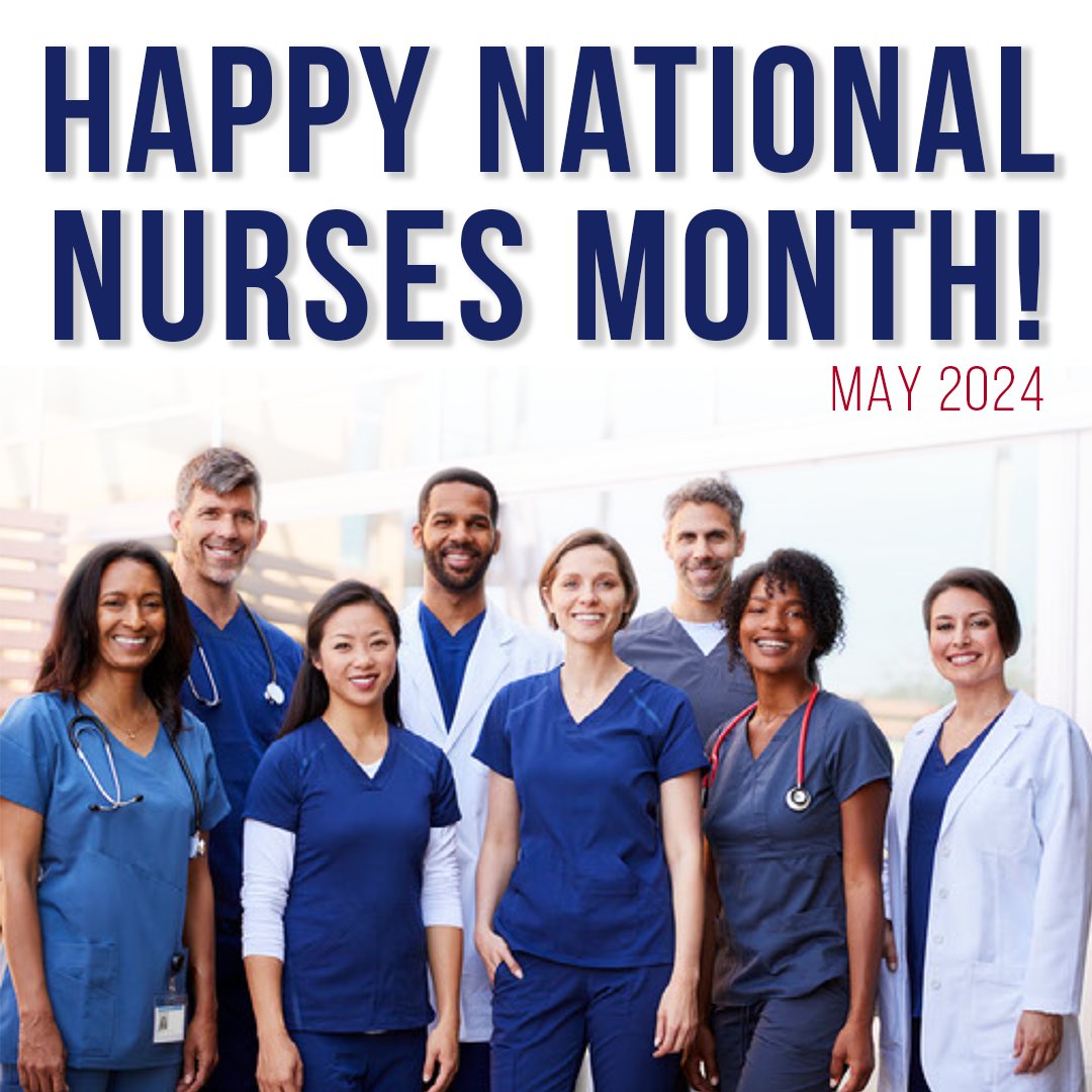 May is National Nurses Month! We want to thank each and every one of your commitment to the nursing profession and the care you provide for your patients. Use this as a reminder to care for YOU!💙 #NationalNursesMonth #Nurses #ThankYouNurses