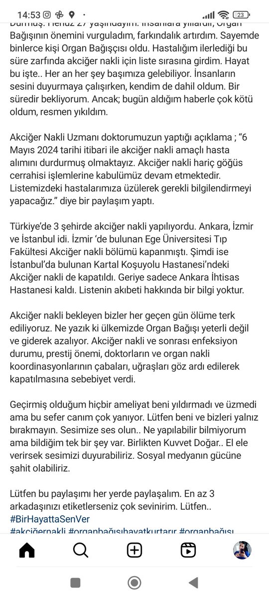 Akciğer nakli Türkiye genelinde bir çok hastanede durdurulmuş!Geçen gün de likit iyot bulunamadığı için Annemin atom tedavisi yapılamadı!
@RTErdogan @eczozgurozel @ekrem_imamoglu