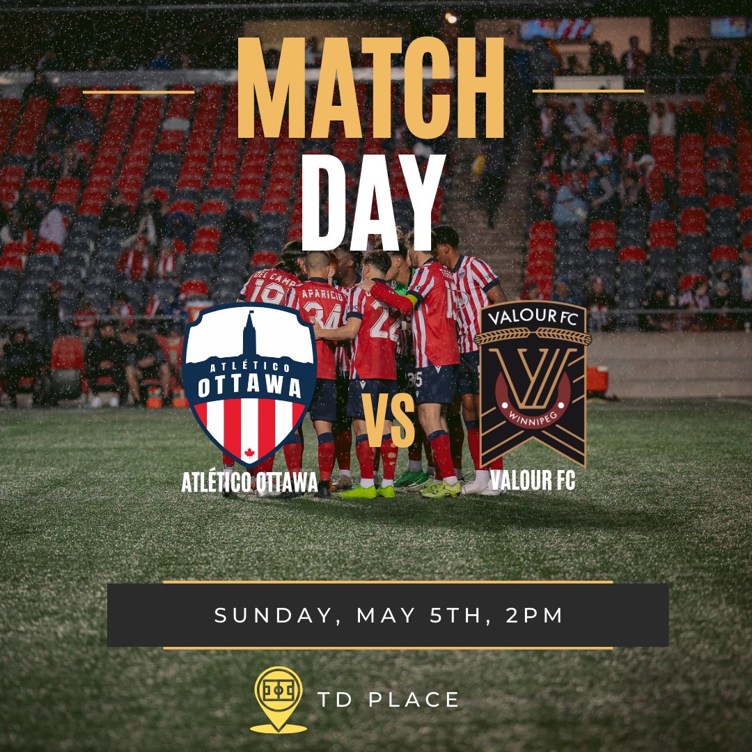 Rise and shine Atleti family! It’s Matchday 4! How much will we smash Valour FC today ? As always join us for pre and postgame drinks and grub at our official pub @GlebeCentralPub . #CanPL #ForOttawa #PourOttawa #Atleti #Matchday