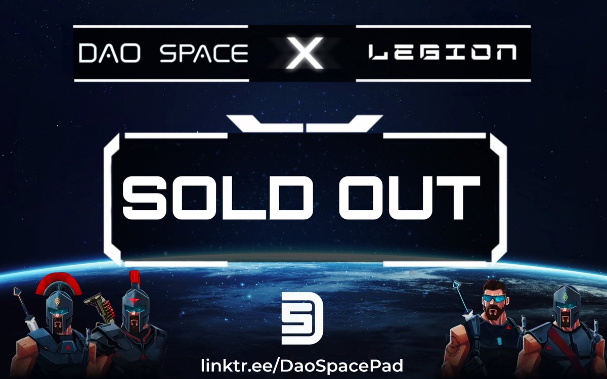DaoSpacePad's tweet photo. DEAR COMMUNITY,

SOLD OUT 

We have successfully and meticulously completed four sales stages of our @Legion_Ventures  İDO project, which we participated in as a private tour.

We thank you for your trust and patience. We will continue to serve you with our quality IDO projects.

On the DaoSpace platform, winnings and surprises never end.

Our goal is success; there is no limit to success, our limit is the sky.

Please continue to follow us.

#Launchpad #IDO #SoldOut