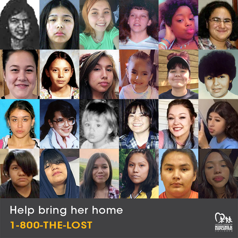 Today is a day of remembrance for Missing and Murdered Indigenous Women and Girls – we hope you will look at the faces of these #missing Indigenous girls to help in our search. You can help bring these children home. #MMIWG missingkids.org/gethelpnow/sea…
