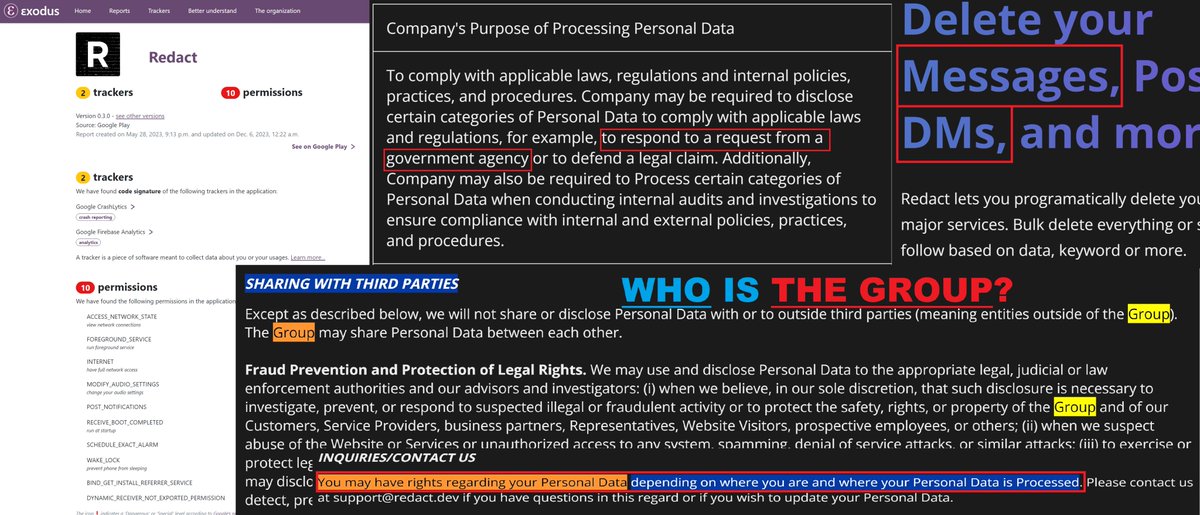 <Opinion/>
Based on Recent US Bills like FISA 702 and Antisemitism Awareness Act - I would highly advise Against using .@redactdev be it the Free or Paid version
here are a few Reasons
-'Will' Share your Personal Data with .Gov
-Shares Your Data with a 3rd Party 'Group'
#Privacy