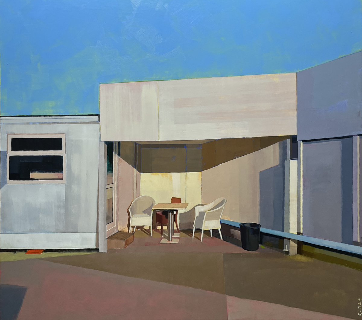 Fresh off the easel..

Lounge Area - oils on cradled panel, 45x40cm. 

A scene I’ve been meaning to paint for years and that is now sadly gone. Always loved this little makeshift lounge area for the workers at our local ‘pop up’ car-wash on the Gloucester Road. #oilpainting