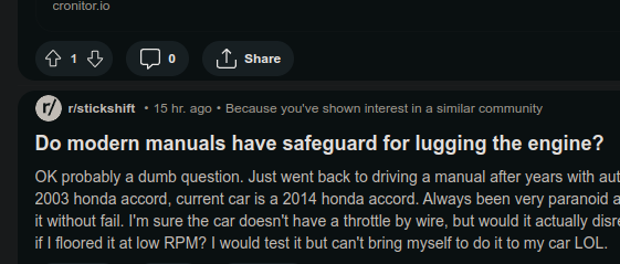 If you have to ask yourself this question, we need to trade cars. You're not worthy of a stickshift.