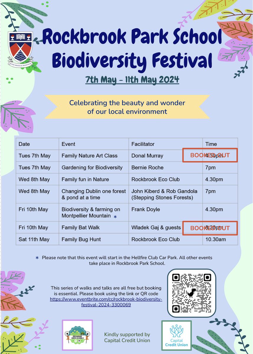 Only 2 days left until the Rockbrook Biodiversity Festival kicks off. Still places left on many of the amazing events. Please like and share. We want to share the wonders of nature with as many people as possible! 🙏Booking link in our bio 🌎🌱 supported by @_capitalcu 👏