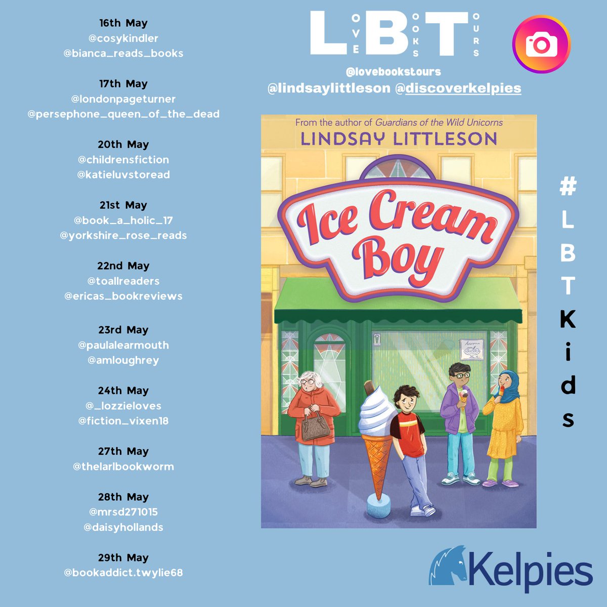 This MAY follow the #virtualbooktour for Ice Cream Boy by @ljlittleson UK Tour 16th – 29th May Genre: Children’s 9-12 Publisher: @FlorisBooks @DiscoverKelpies Follow the tour over on our Instagram and TikTok. instagram.com/lovebookstours