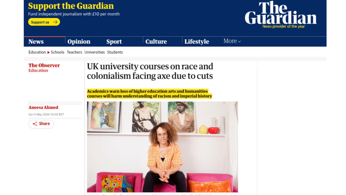 ⚠️More press: "Academics warn loss of higher education arts &amp; humanities courses will harm understanding of racism and imperial history."
We are on a marking and assessment boycott to fight against the cuts.

Please donate to the Goldsmiths strike fund! ❤️‍🩹
goldsmithsucu.org/donations/gucu…