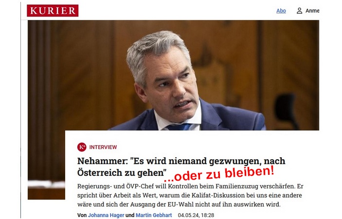 Ö/Rückkehr zur Realpolitik? 
Kanzler Nehammer erklärt,warum er schärfere Kontrollen in der Migration will und worin d. Unterschiede der türkisen u.blauen Migrationspolitik liegen. Die Leitkultur-Debatte ist für ihn nicht beendet, sondern nur verunglückt.
#heute #oe24 #Volkspartei