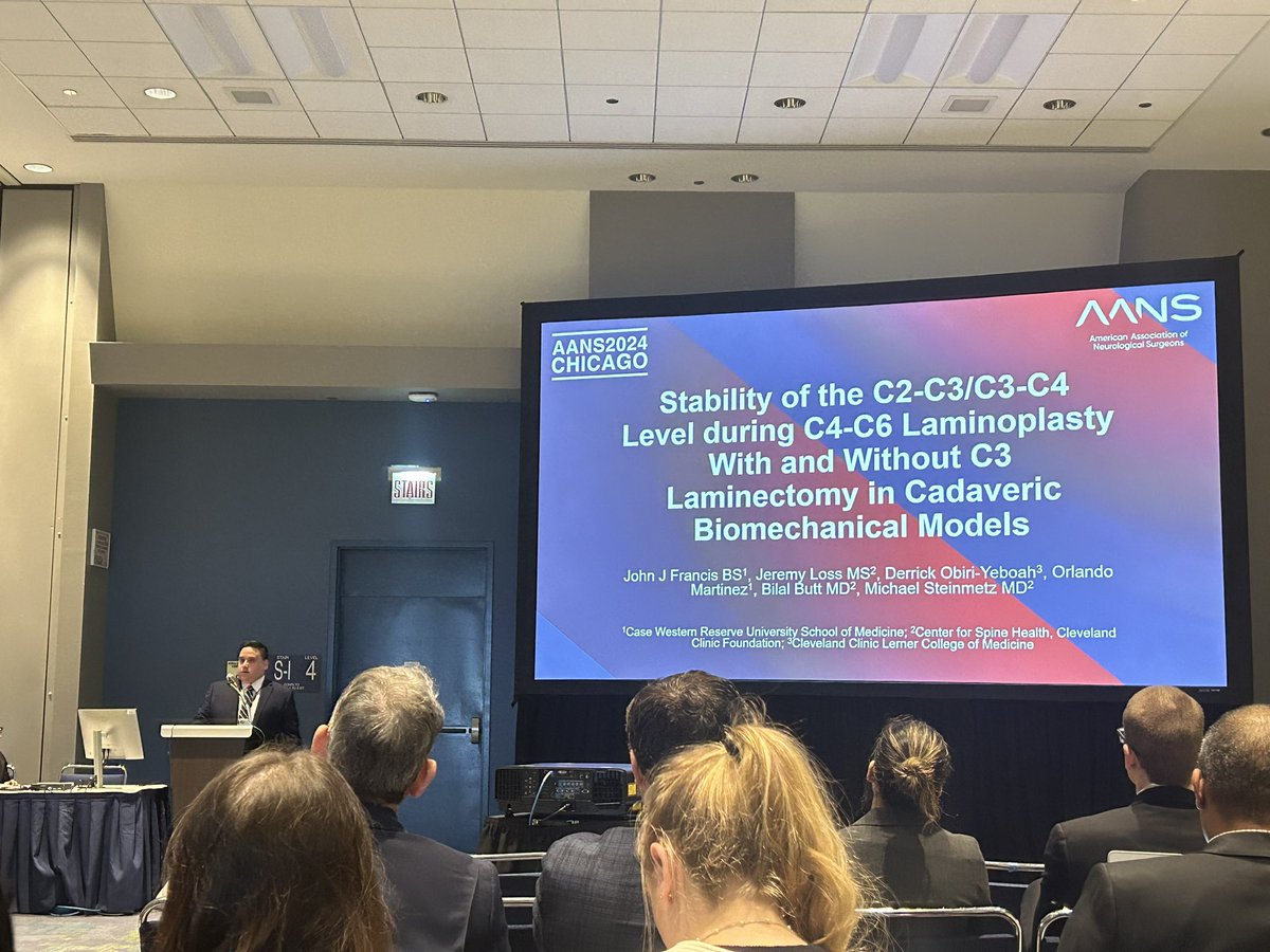 Had an amazing time in Chicago at #AANS2024 presenting our study completed with @spinemetz @CleClinicNS So grateful for the opportunity to discuss our work!