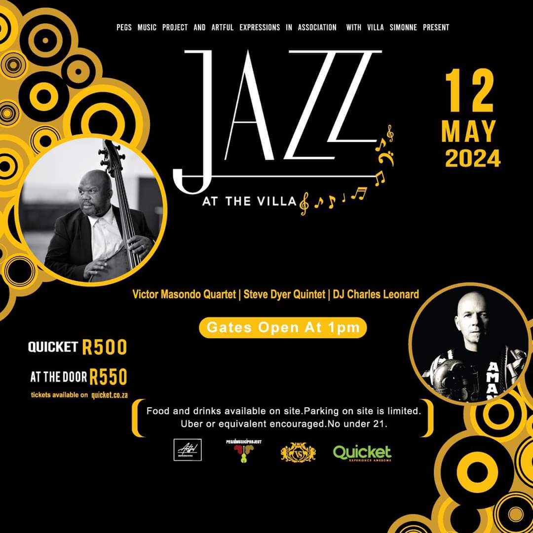Pegs Music Project and Artful Expressions in association with Villa Simonne present 'Jazz at the Villa' on Sunday 12 May. Book your seat via @QuicketSA #jazzitoutsa #Jazz #livejazz #blog #blogger #blogging