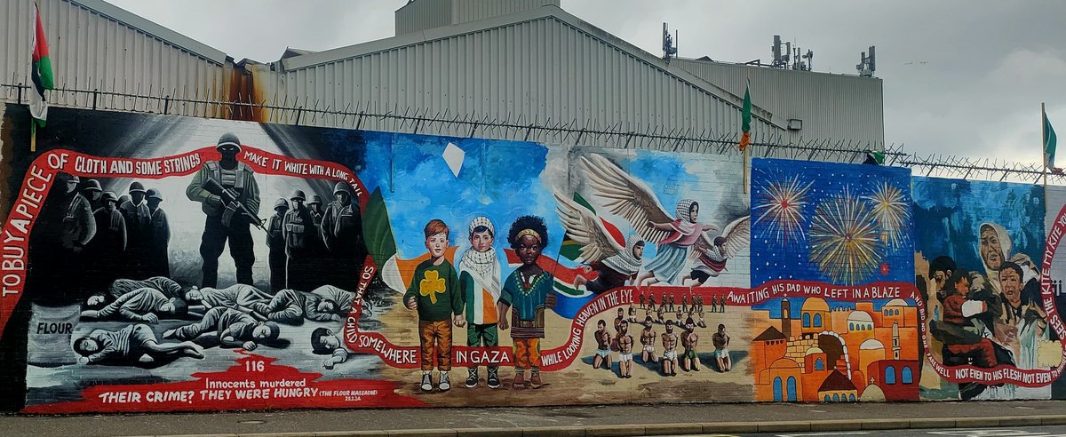 Well done to the artists involved in creating the Palestinian murals on Falls Road in Belfast. Such a powerful message and act of solidarity. Saoirse don Phalaistín 🇵🇸