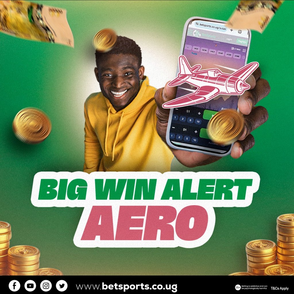 🎉💰 Big Win Alert! 💰🎉 🚀 Just in: One lucky player hit the jackpot with a staggering 6 MILLION win on Aero! Ready to be our next big winner? 🔥💸 Login now at betsports.ug and start playing! 🎰✨ #BigWin #Aero #Jackpot #GetLucky #BetNow