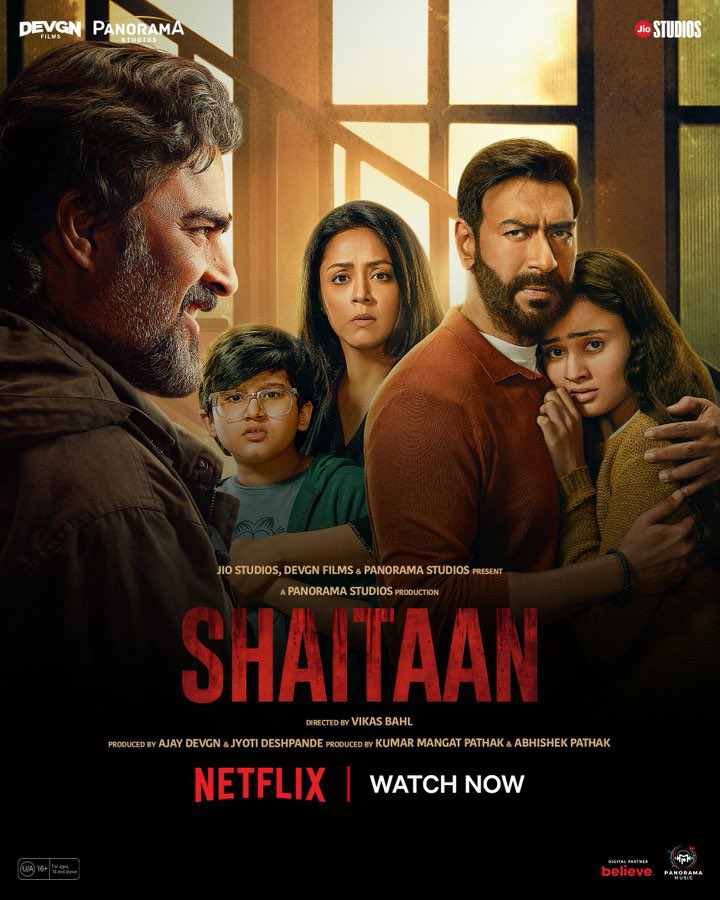 #Shaitaan 🔥🔥🔥🔥 What a film 🥵 Outstanding Screenplay, intriguing BGM, Mindblowing Climax. Overall a Crazy Experience. Brilliant performance by @ActorMadhavan & @ajaydevgn Do yourself a favour & watch Shaitaan on NETFLIX.