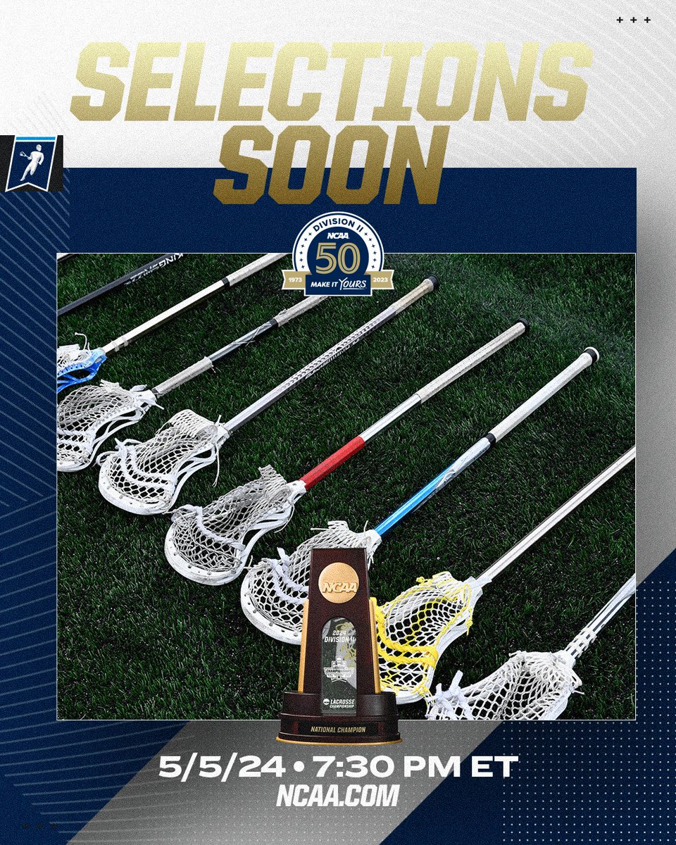 Are you ready for the #D2MLAX selection show?!🙌

Tune in at 7:30 p.m. ET🥍

#MakeItYours | on.ncaa.com/D2MLAXsp