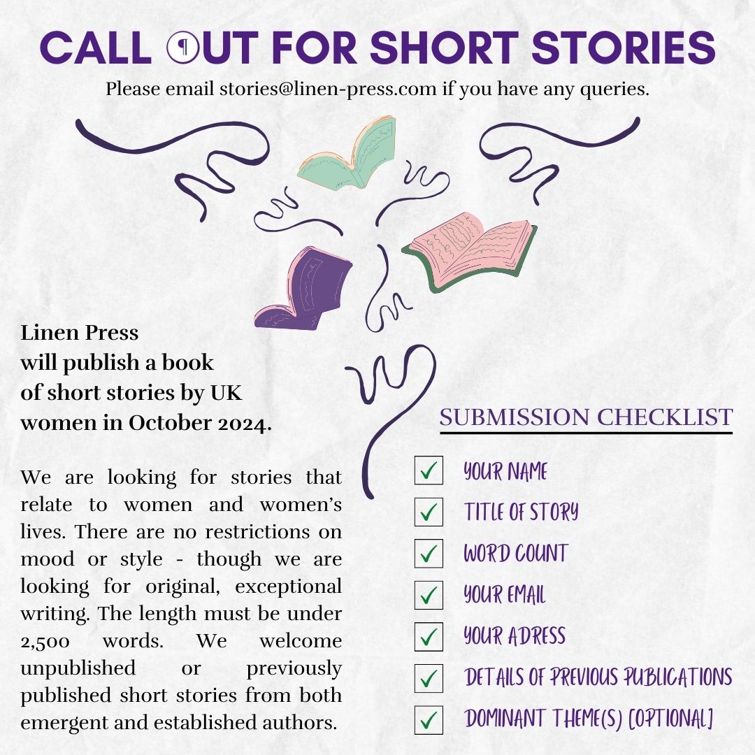 CALLING ALL LINEN PRESS LOVERS🔊🔊💜🪻 Please share amongst all UK female authors #opensubmissions #callout #booksworthreading #femaleauthors #smallpress #shopsmall
