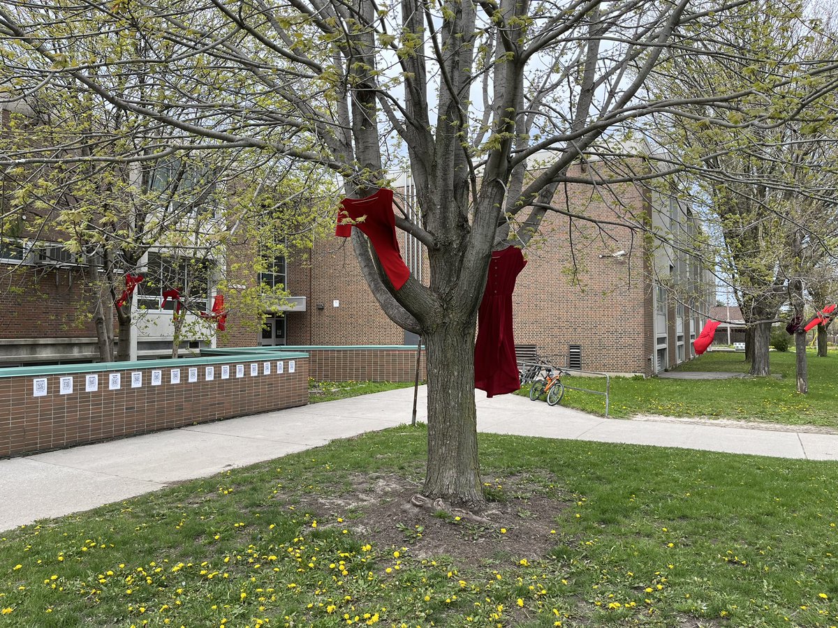 May 5th Red Dress Day honours & raises awareness of Missing and Murdered Indigenous Women, Girls and Two Spirit+ people This annual remembrance traces its roots back to the REDress Project initiated by Métis artist Jamie Black in 2010. Pics taken @wexfordcsa @UIEC_Tdsb