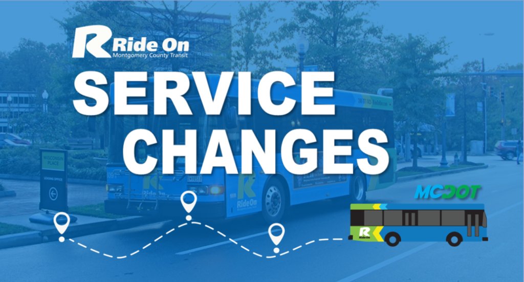 🚌ICYMI🚌
Staring today, MCDOT has adjusted seven @RideOnMCT bus route schedules. To see if your bus has been affected by these changes, please click here 🚌🔗 ow.ly/6BJQ50RtxAW
#montgomerycountymd #BethesdaMD #WheatonMD #SilverSpringMD #GaithersburgMD #GermantownMD