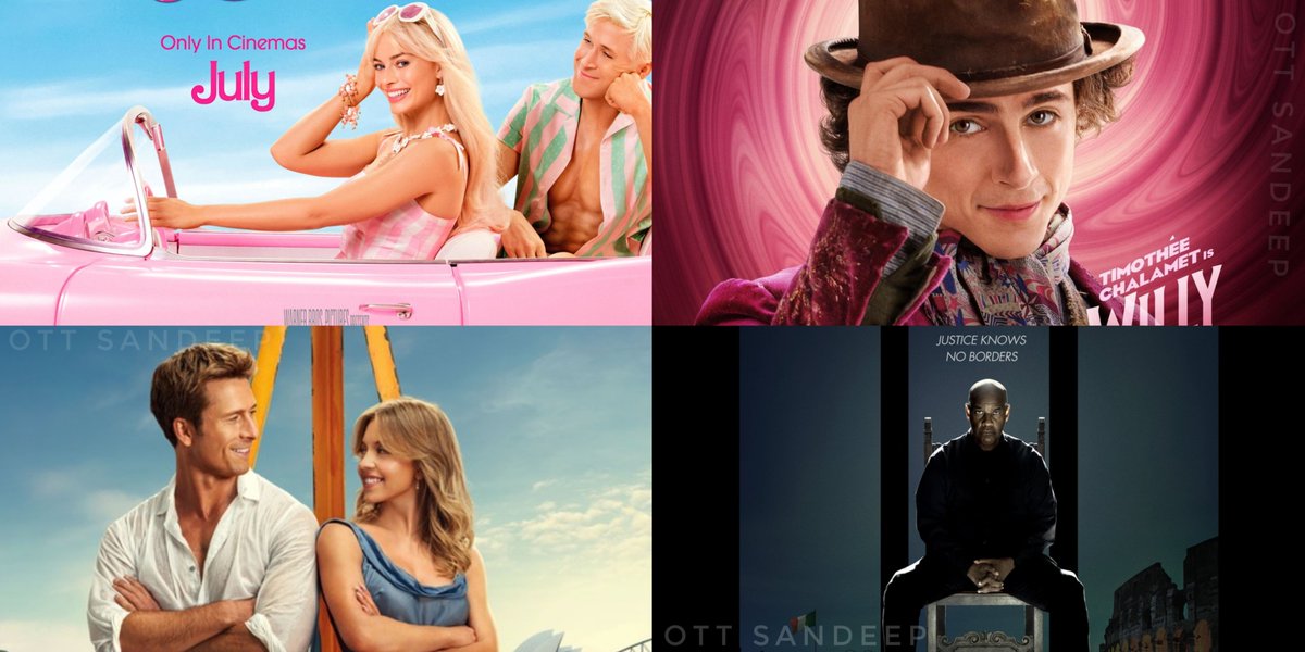 #Barbie and #Wonka - Jio Cinema 
 (Eng, Tel, Tam, Kan, Hin)

#AnyoneButYou - Netflix 
(Eng, Tel, Tam, Hin)

 #TheEqualizer3 - Netflix
(Eng, Tel, Tam, Hin).