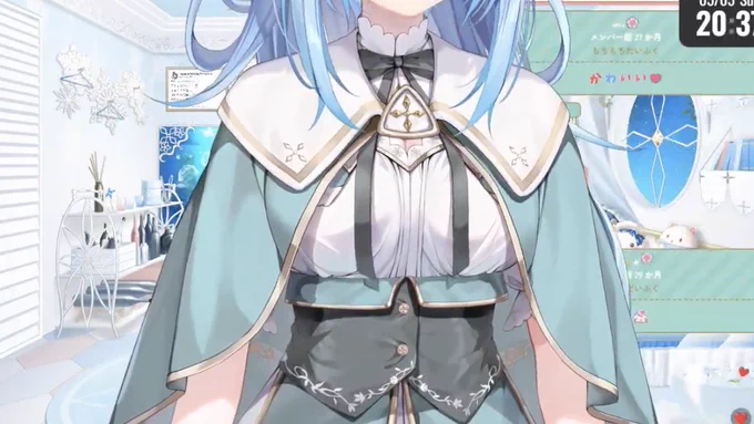 #雪花ラミィ新衣装新衣装可愛すぎました。髪型どれも可愛いしケープの色も紋章も継承されて雰囲気がとっても清楚清楚してます。サイドテール大変。指の間に先着8名様。透けます歌ってみたの勇者もありがとう!!長いその一生で、輝く姿を見た。 