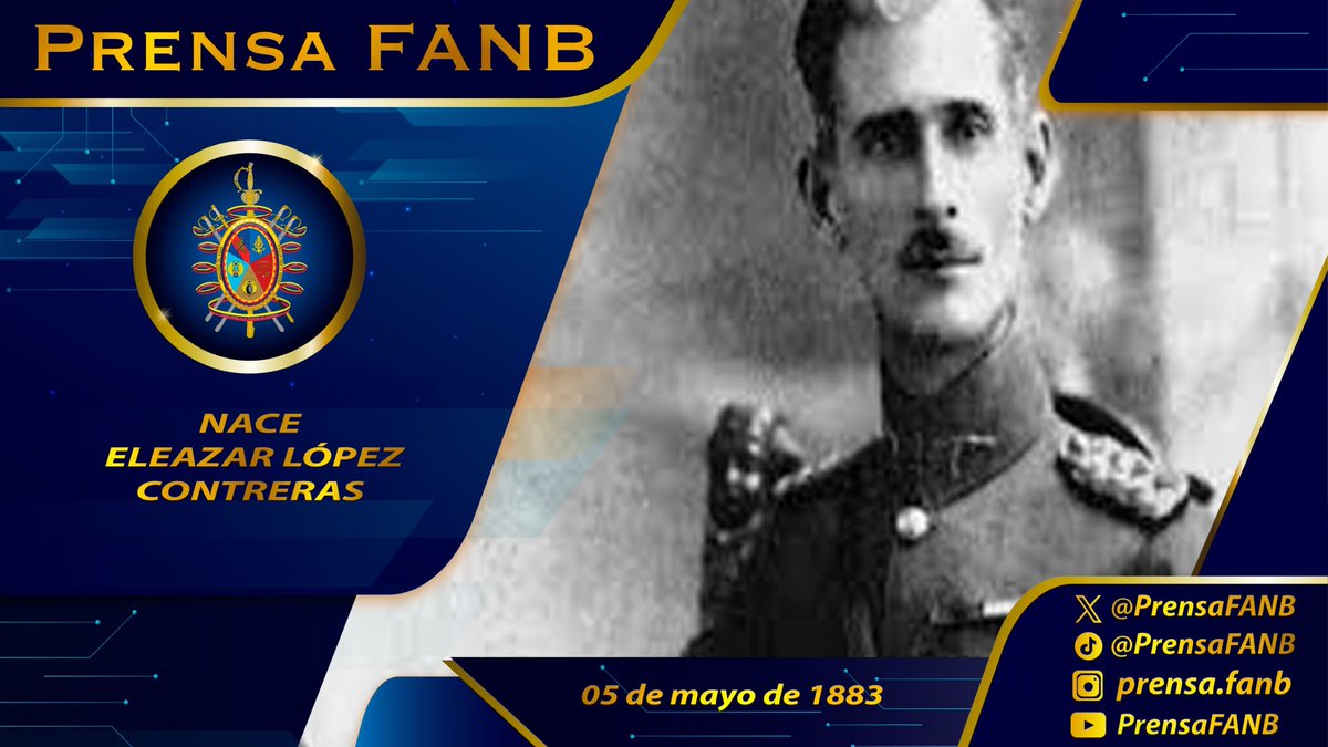 🗓️ #5May || 1883 Nace Eleazar López Contreras, un destacado militar y político venezolano que tuvo el honor de ser presidente de la República entre 1936 y 1941. Su historia comenzó como uno de los sesenta tachirenses que emigró a Caracas con la Revolución Liberal Restauradora, y