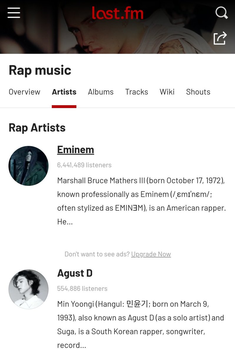 #AgustD is currently featured as one of the Top Rap Artists worldwide on Last.fm and placed second on the list.🔥

Keep supporting Yoongi's music on all platforms! 🫶

#SUGA #슈가 #AgustD #BTSSUGA