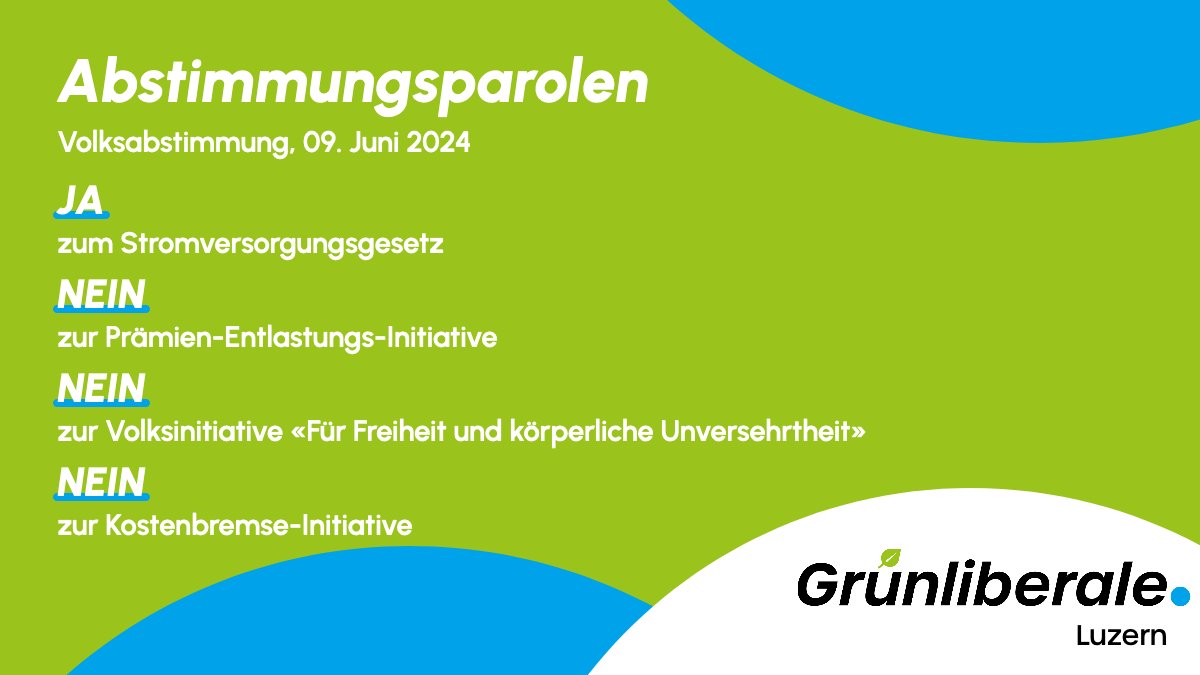 An der Mitgliederversammlung von Samstag 04. Mai haben unsere Mitglieder die Parolen für die eidg. Abstimmungen vom 09. Juni gefasst. 🗳️

Vielen Dank an alle Teilnehmende und ihr Engagement! 🌱
#glpLuzern #abstimmungen #stromgesetz #parolenspiegel #mitgliederversammlung