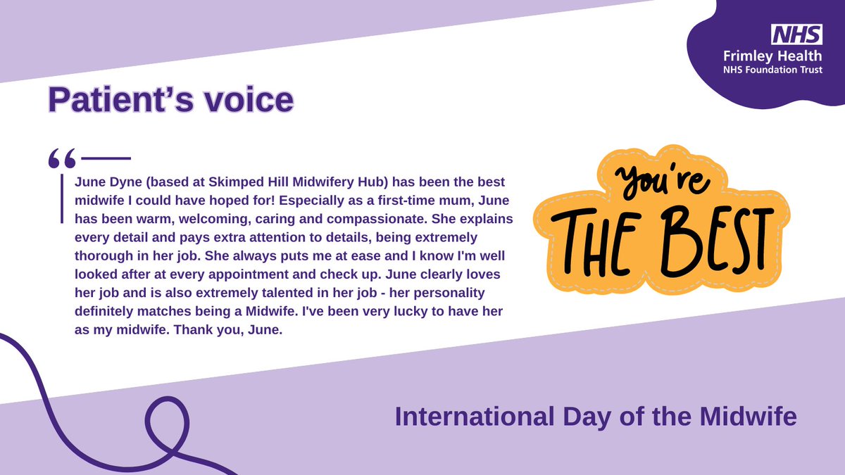 It's #InternationalDayoftheMidwife and we want to share the words from some of our grateful patients as they thank their #FrimleyHealthFamily midwives 💜 #IDM2024 @Frimleymaterni1 @WexhamMaternity @FHFTCareers @FHFTcareerMWs @CMidOEngland