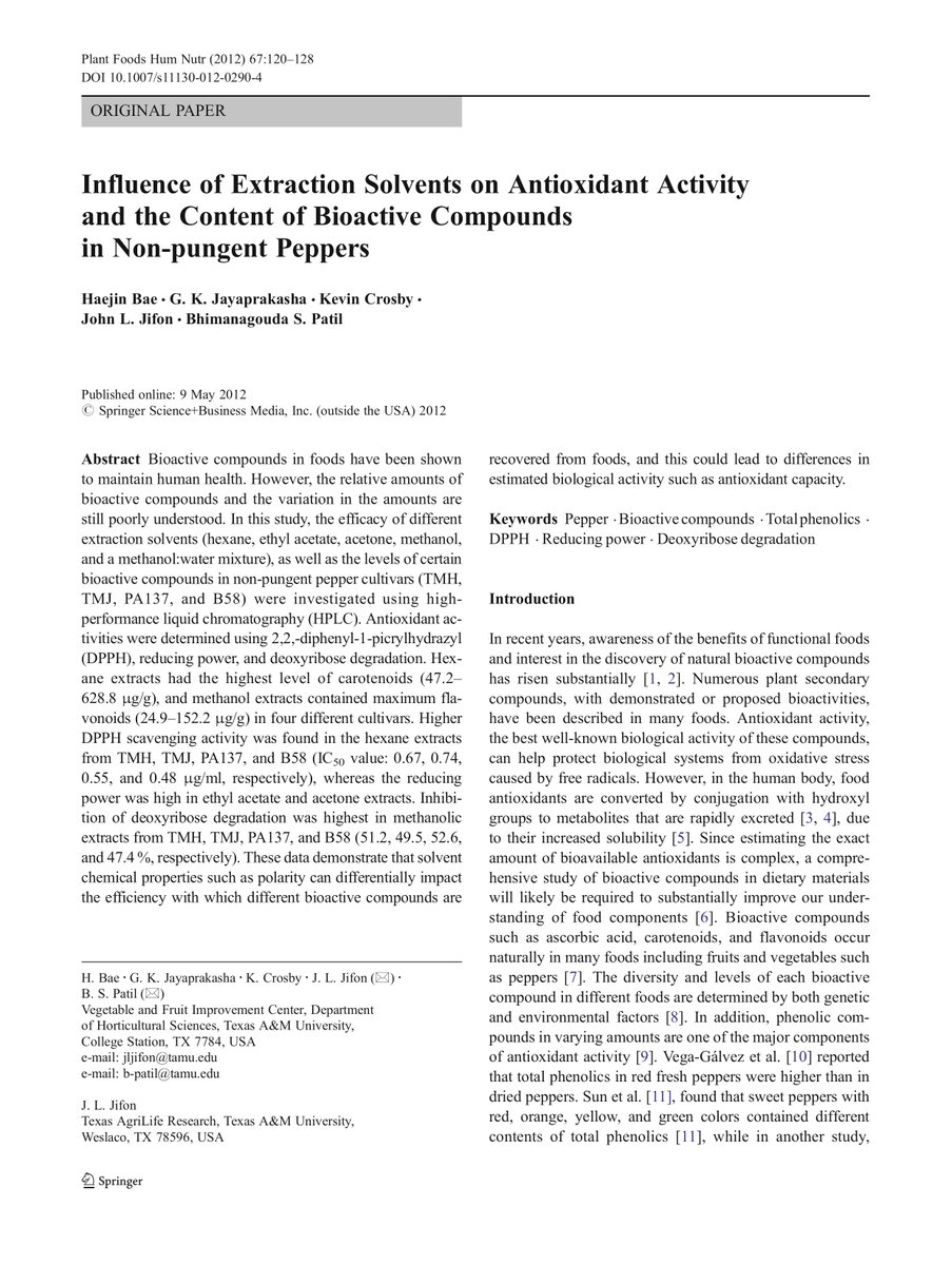 Influence of extraction solvents on antioxidant activity and the content of bioactive compounds in non-pungent peppers eurekamag.com/research/036/4…