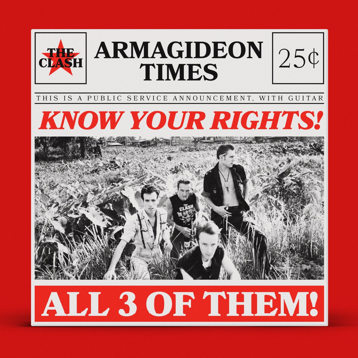 KNOW YOUR RIGHTS 🎸⭐ Thought I'd have a go at designing a cover for the @TheClash single, in the style of the front page of a newspaper #theclash #music #digitalart #design #art #album #vinyl #clash #punk #graphicdesign