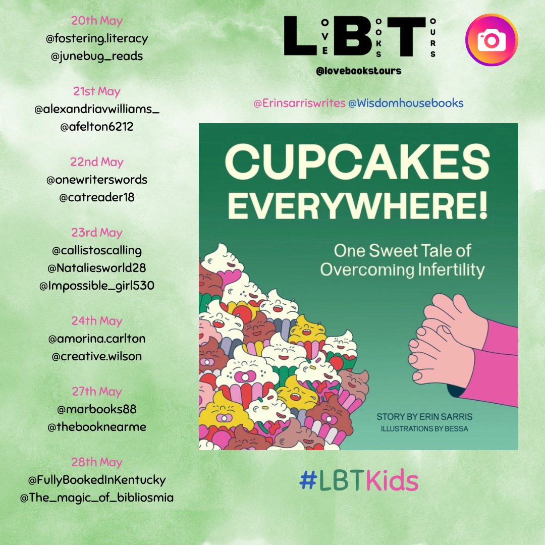 This MAY follow the #virtualbooktour for Cupcakes Everywhere: One Sweet Tale of Overcoming Infertility by Erin Sarris US Tour - 20TH - 28TH MAY Genre: Children’s picture book Age: 0-6 Follow the tour over on our Instagram and TikTok. instagram.com/lovebookstours