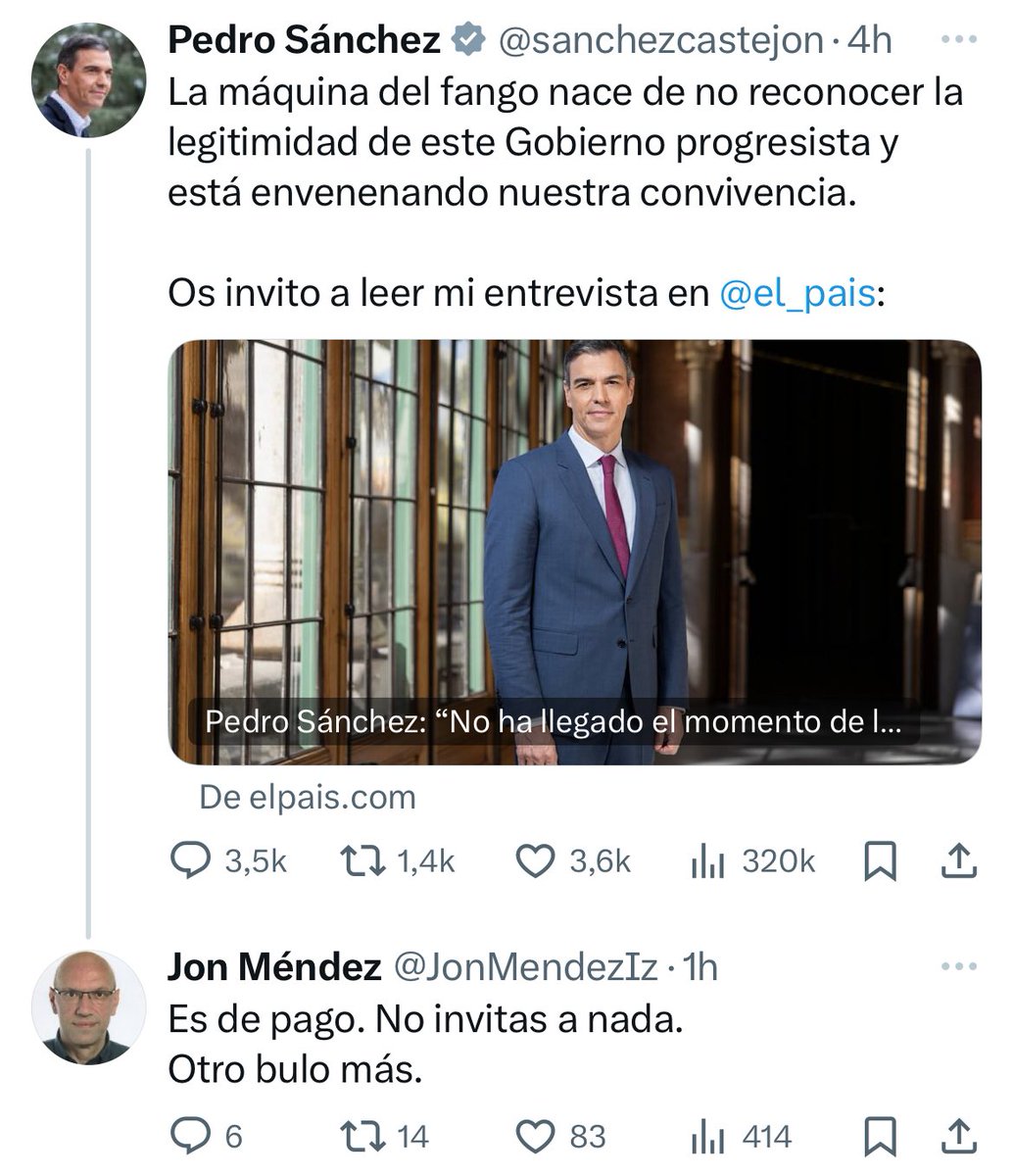 No sé si es un ZASCA!!!!!! pero hemos echado risas con esto de @JonMendezIz a @sanchezcastejon que enlaza a un artículo de pago en @el_pais