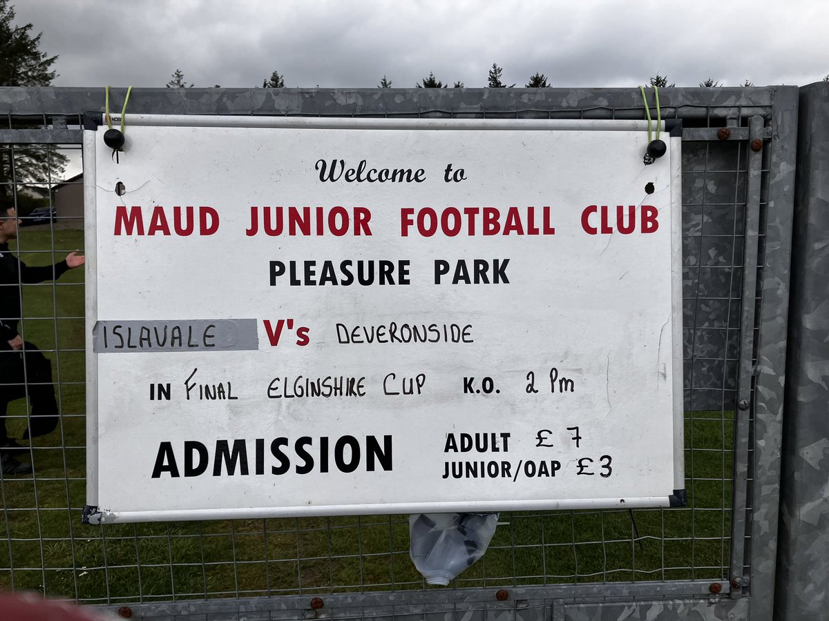 Maud Pleasure Park venue for Islavale v Deveronside in the Elginshire Cup Final between 2 clubs from historic Banffshire with the Keith-based side now in Morayshire and the Macduff-based one in Aberdeenshire. Only in North Region Scotland🤣