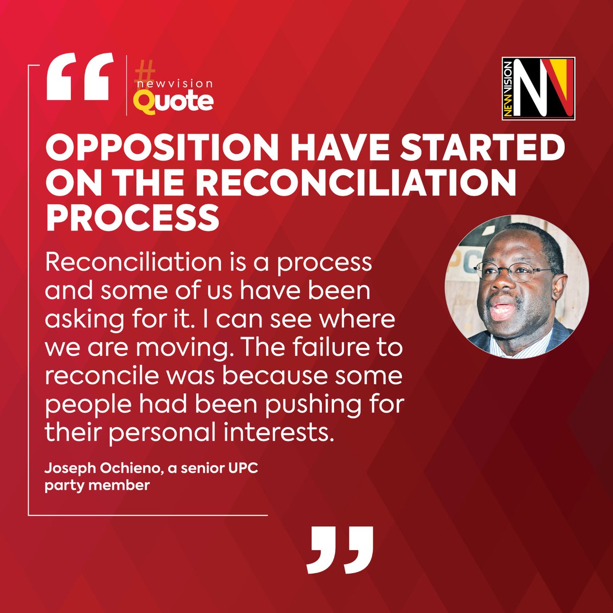 #NewVisionQuote Opposition have started on reconciliation process Read more in our #EPAPER 🗞️👉🏿 bit.ly/3d3acBF #VisionUpdates