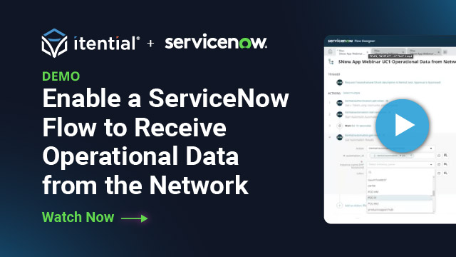 Connect infrastructure to @ServiceNow with Itential! The demo showcases a simple Flow that gets an Itential authentication token, then runs an automation that’s been published in Itential to query & return key operational data Watch now: bit.ly/4dqAvSw