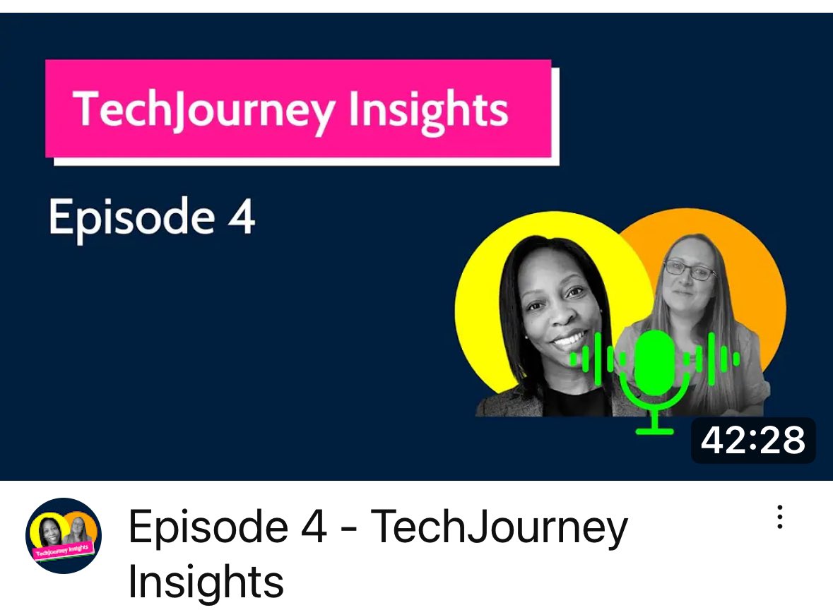 Helping YOU on your journey through the world of TECH ✅ Inspiration ✅ Insights ✅ Lived Experiences ✅ Topical Matters Watch the clips on #Tiktok tiktok.com/@techjourneyin… #STEM #WomeninTech #PodcastAndChill #Sunday