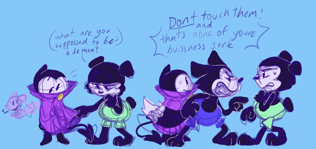 It’s been a while since I posted my toon trio stuff on here…since usually ocs don’t get much attention 
.
.
.
Self-proclaimed siblings can get overprotective at times 😅
#oc #ocart #toonoc