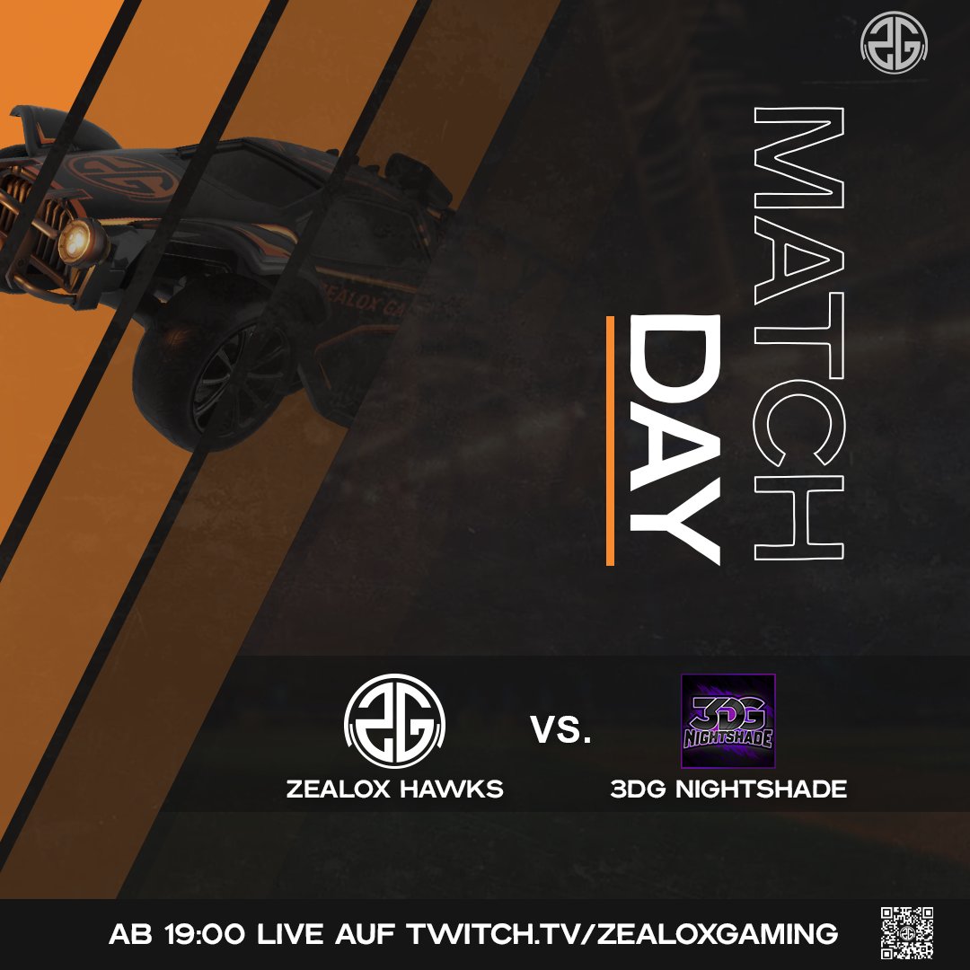 Heute findet ab 19:00 Uhr ein Scrim zwischen unseren Zealox Hawks und @3dg_rl Nightshade statt. Seid gerne unter twitch.tv/zealoxgaming mit dabei und unterstützt die Hawks! 🖤🧡 

#zealoxgaming #rocketleaguegermany #RocketLeague #twitchgermany #twitch #rocketleaguecommunity