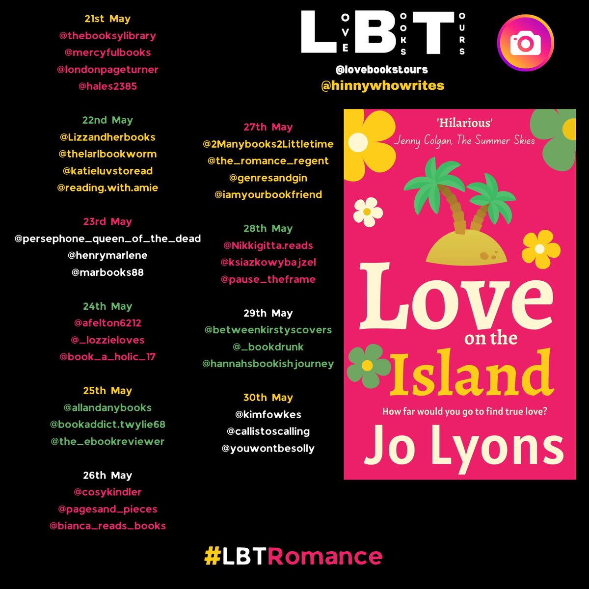 This MAY follow the #virtualbooktour for Love on the Island by Jo Lyons UK & US Tour - 21st - 30th May Genre: Romance / Humour Pages: 286 Follow the tour over on our Instagram and TikTok. instagram.com/lovebookstours