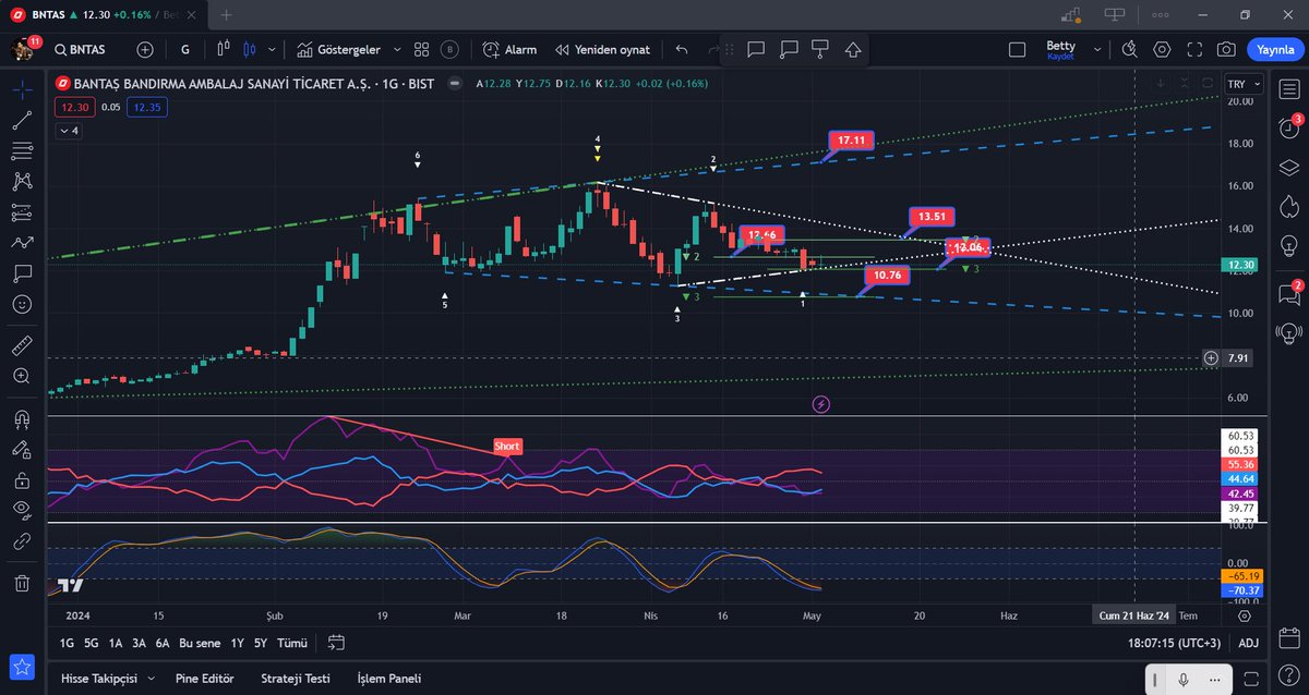 #bntas
Günlükte 10.76 kanal desteği altına inmez bence 
12.06 destek 
12.46 - 13.51 direnç 
13.51 kırılımda 17.10 hedef