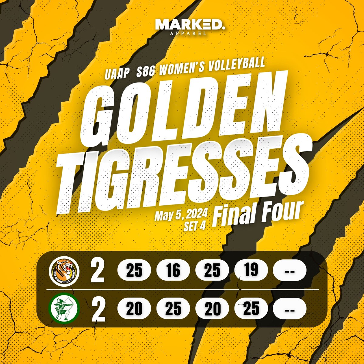 BAWI TIGRESSES!

#GoUSTe #UAAPSeason86 #UAAPVolleyball #GetMarkedNow #USTvsDLSU #USTvsFEU