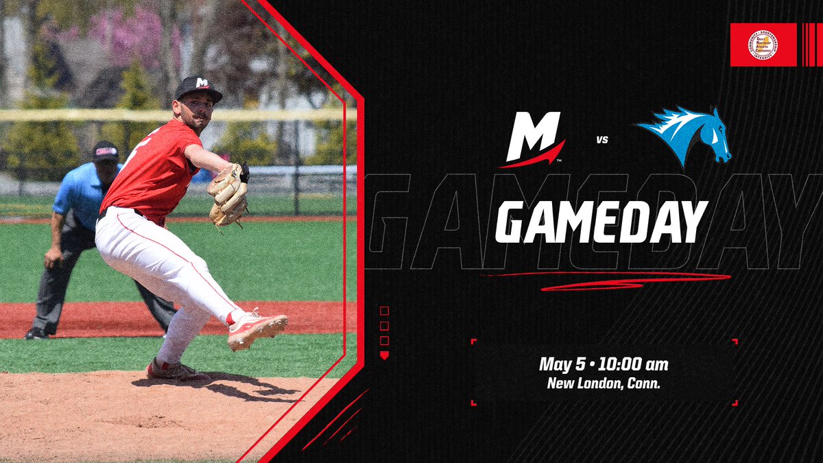 GAMEDAY‼️ After outscoring their opponents 34-16 across the first two games of the @THEGNAC Tournament, the top-seeded Mitchell baseball team will look to advance to next week's championship series when they host #4 Colby-Sawyer on Sunday morning. #GoMariners ⚾️ #d3baseball