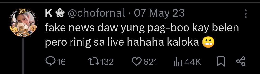 Taray. So part of the game ba talaga or not? Kasi you were one of those who called out the DLSU crowd booing Bella Belen.

Or normal lng kasi this time UST na yung nangboo-boo??? HAHAHAHAHA

#UAAPSeason86