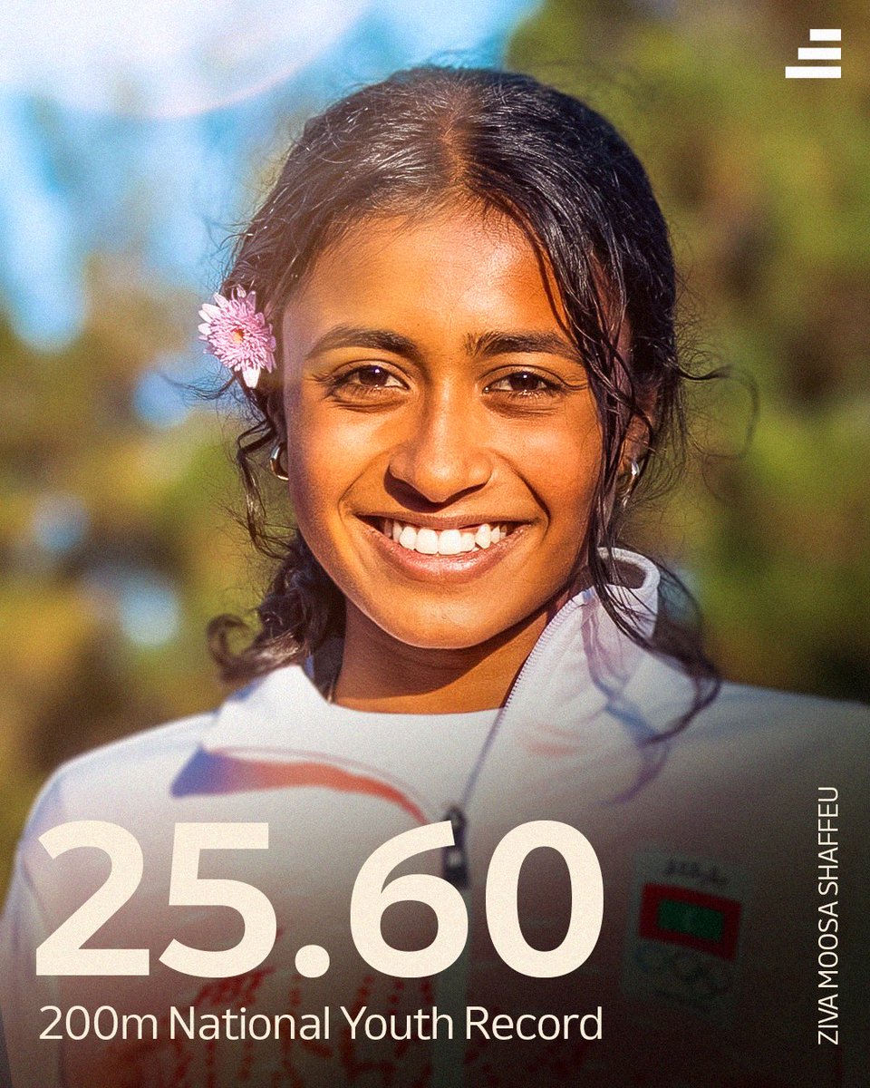 Young prospect Ziva Moosa Shafeeu breaks the 200m National Youth Record at JAAA All Comers Meet by finishing the race at 25.60s. This record was previously held by Ahnaa Nizaar (25.66) 📸 MOC