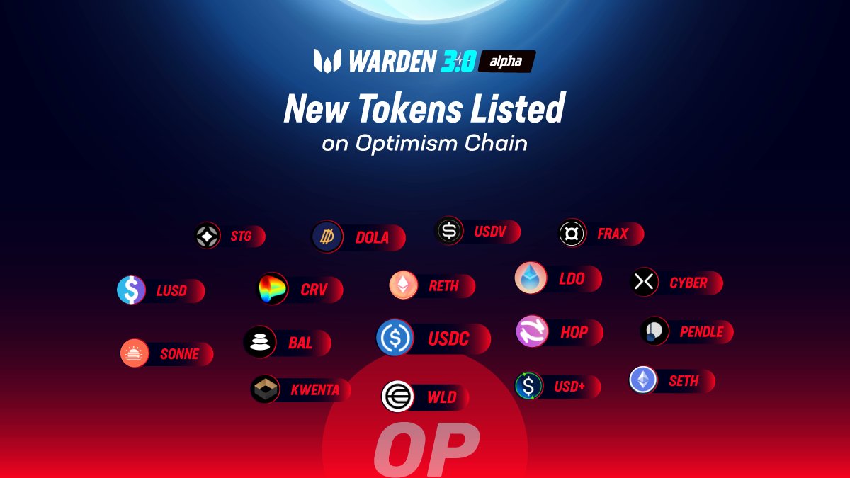 We are thrilled to announce new tokens listed on @Optimism #Wardenswap #Optimism