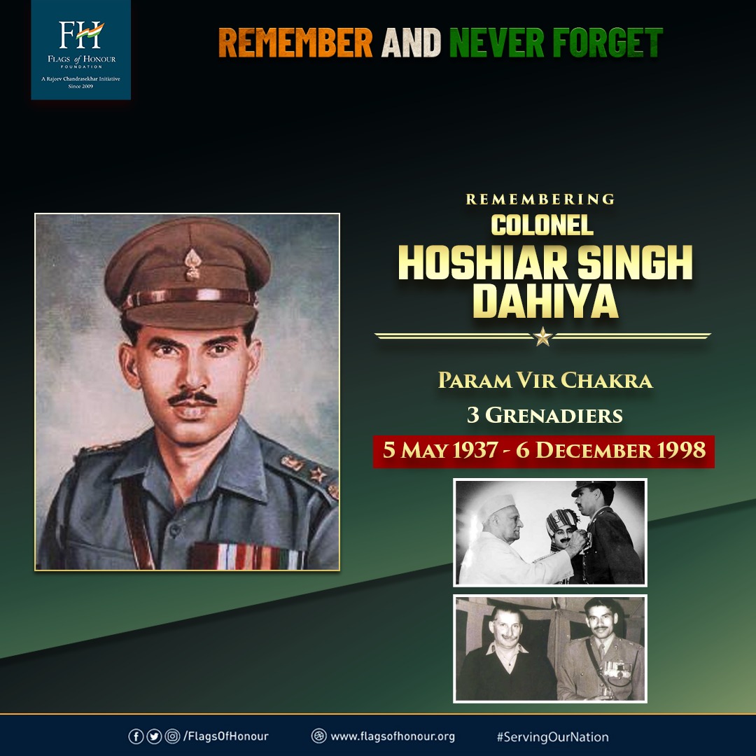 Remembering Colonel Hoshiar Singh Dahiya, 3 Grenadiers, on his birth anniversary today. He was awarded the Param Vir Chakra for his role in the Battle of Basantar, Indo-Pak War 1971. #RememberAndNeverForget #ServingOurNation