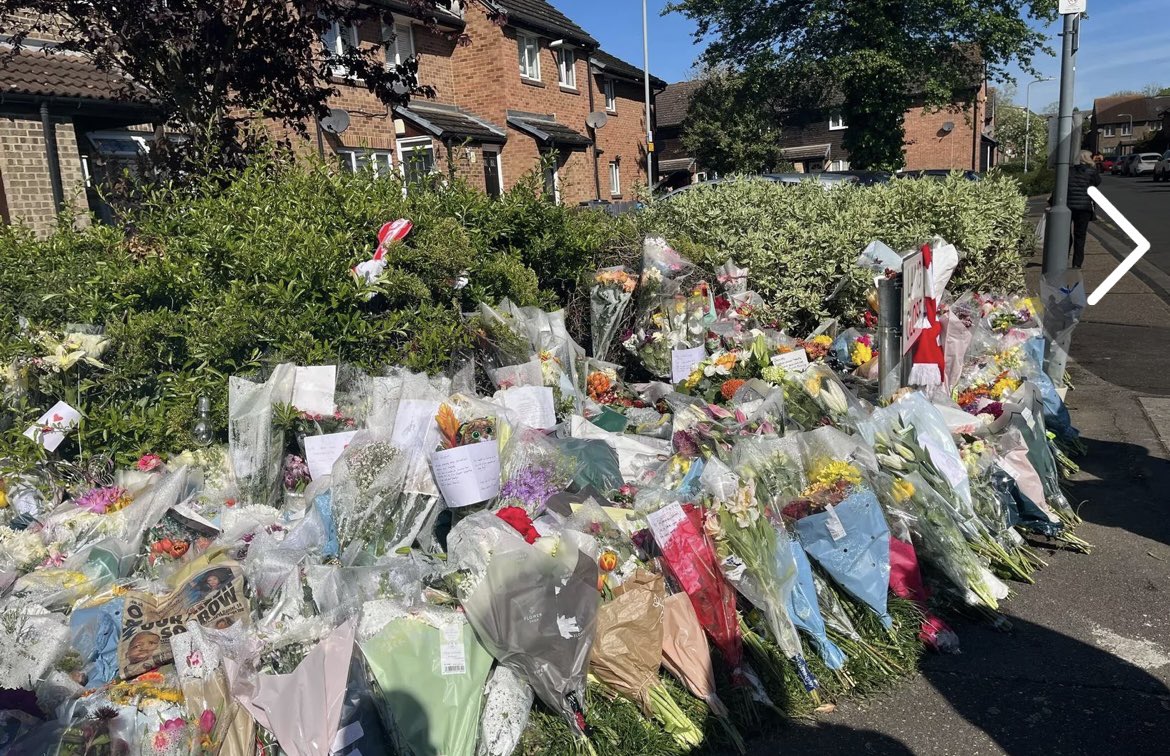 Hundreds of tributes were paid to 14yo Daniel Anjorin who was killed on Tuesday after being stabbed in northeast London. People attended a  vigil held in his memory where rows of flowers & Arsenal shirts were laid. RIP Daniel. 🕊️