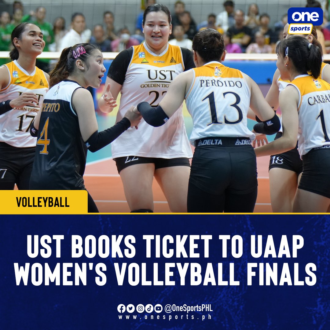 MINI MISS UST TO THE FINALS! 🐯

UST officially book a return trip to the Finals after defeating DLSU in an intense five-set Final Four play at the #UAAPSeason86 women's volleyball.

Their last Finals berth was back in Season 81 against Ateneo.

#UAAPonOneSports #FuelingTheFuture
